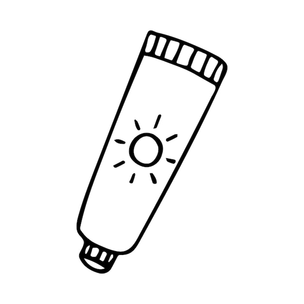 Hand drawn doodle sunscreen SPF Vector clipart Outline