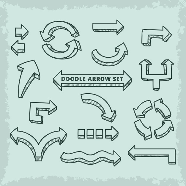 Hand drawn doodle vector arrows set