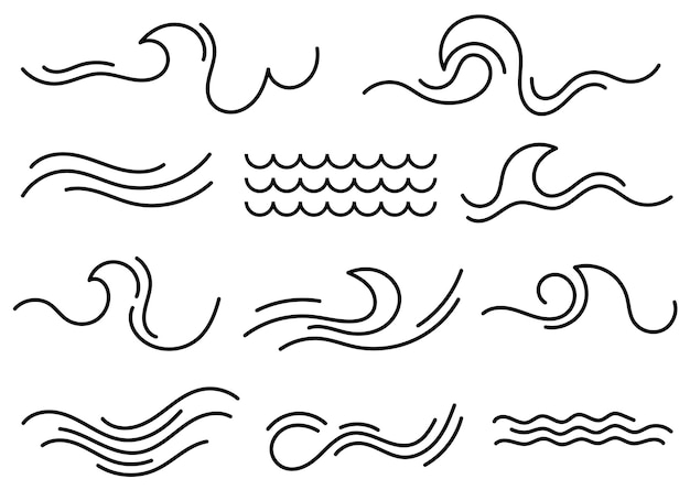 Hand drawn doodle waves clip art