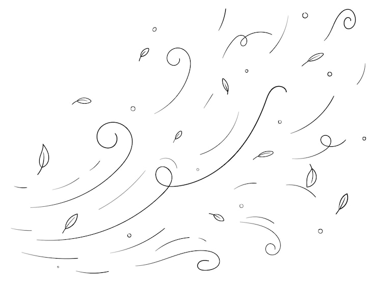 Vector 手描いた風の動き 葉の風のスケッチ エレメント 空気の吹き