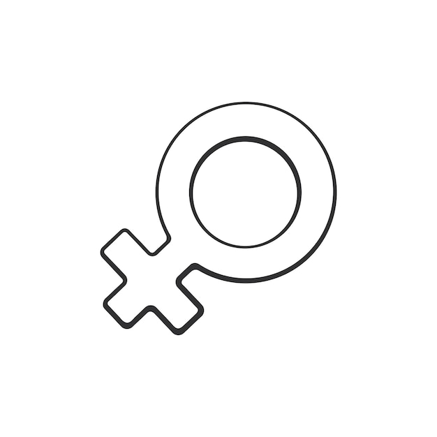 女性の金星のシンボルと手描き落書き性別ピクトグラムベクトルイラスト
