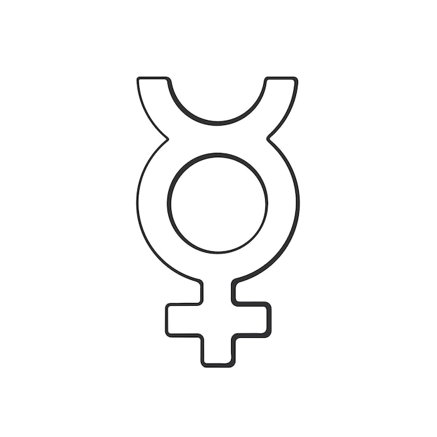 Hand drawn doodle with transgender Mercury symbol Gender pictogram Vector illustration