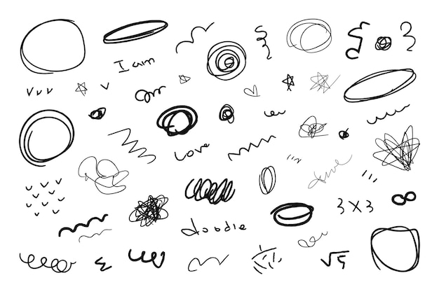 Hand drawn doodles and scribbles squiggle lines with texture pencil