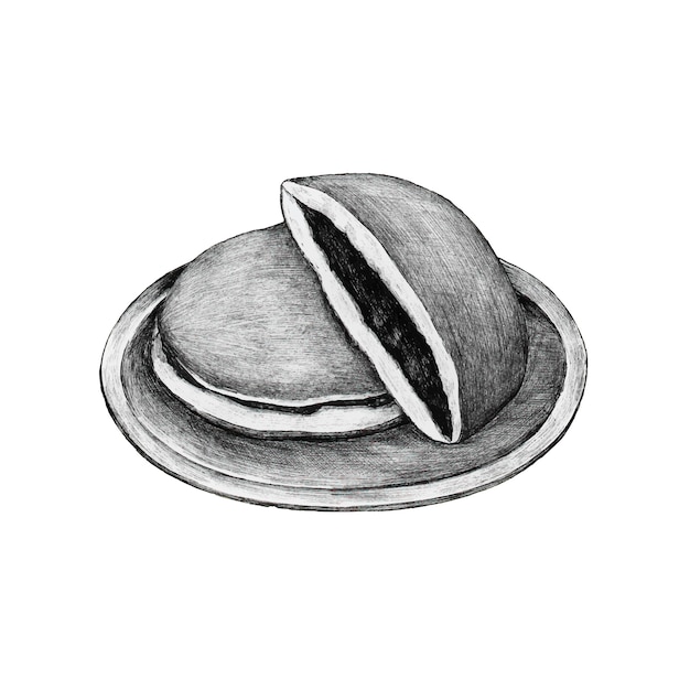 Hand drawn dorayaki Japanese confection