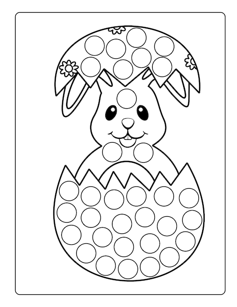 Hand drawn dot markers childlike coloring by numbers easter worksheet template