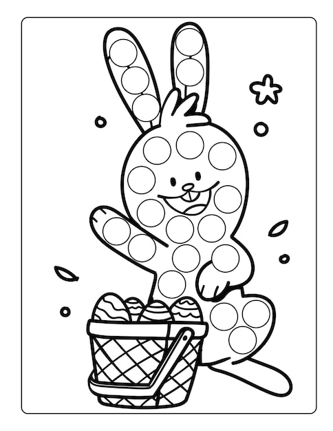 Hand drawn dot markers childlike coloring by numbers easter worksheet template