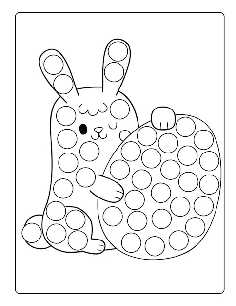 Hand drawn dot markers childlike coloring by numbers easter worksheet template