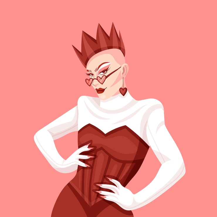 Vector hand drawn drag queen illustration