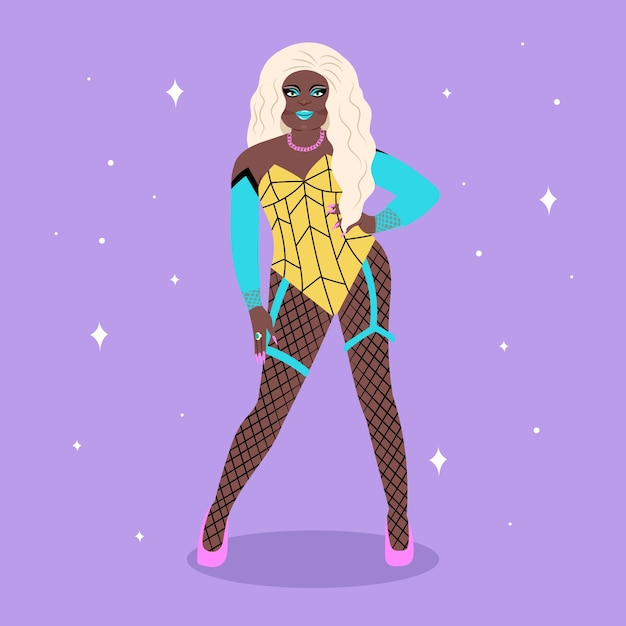 Vector hand drawn drag queen illustration