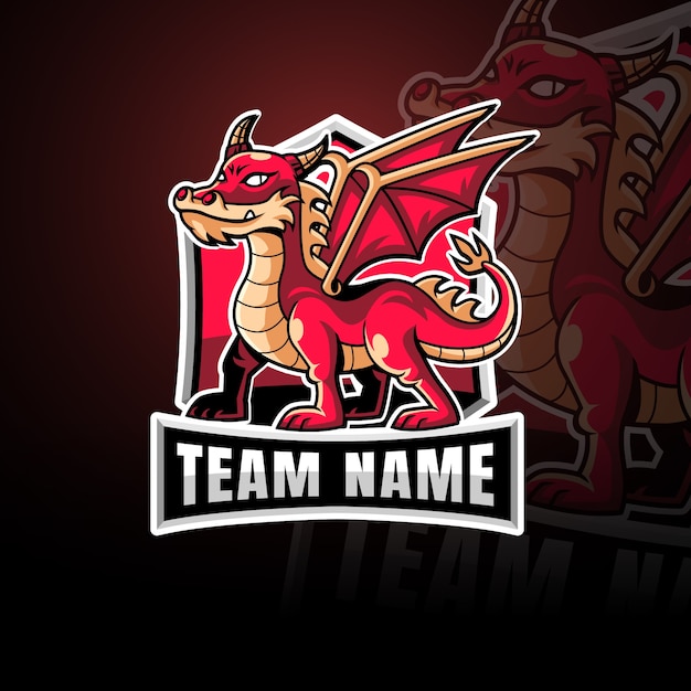 Vector hand drawn dragon logo template