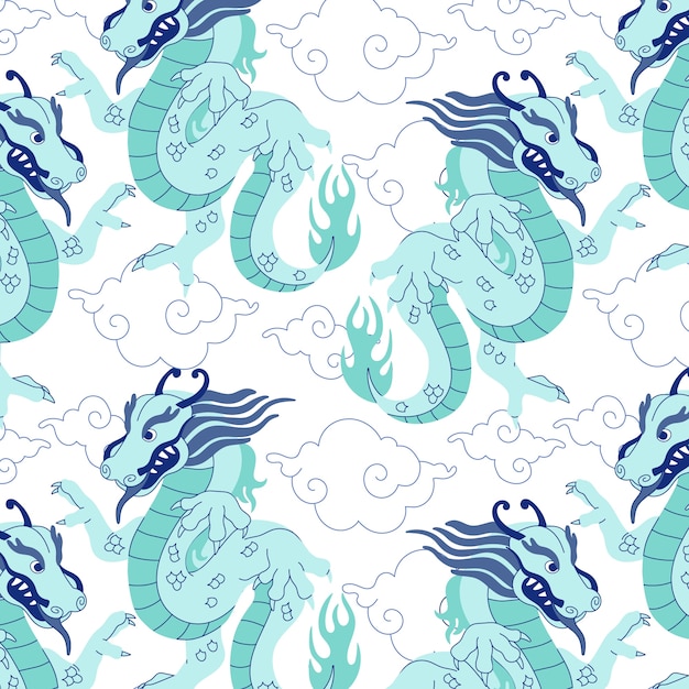 Vector hand drawn dragon pattern  design