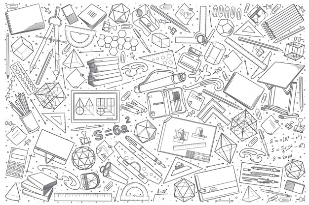 Vector hand drawn drawing doodle set