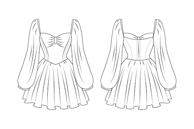 Vector hand drawn dress outline illustration