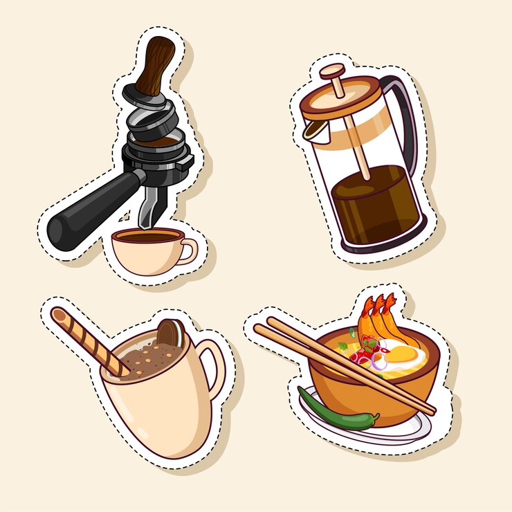 Vector hand drawn drinks and desserts