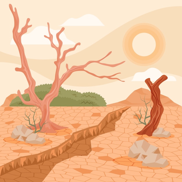 Vector hand drawn drought illustration