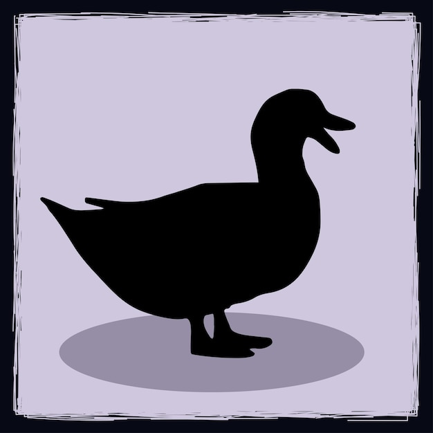 Vector hand drawn duck silhouette illustration