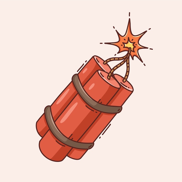 Vector hand drawn dynamite cartoon illustration