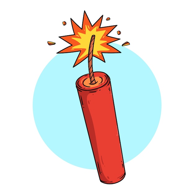 Vector hand drawn dynamite cartoon illustration