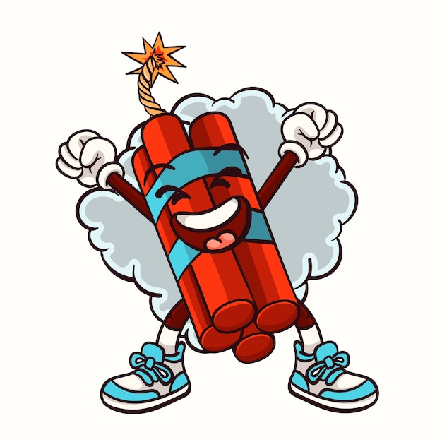 Vector hand drawn dynamite cartoon illustration