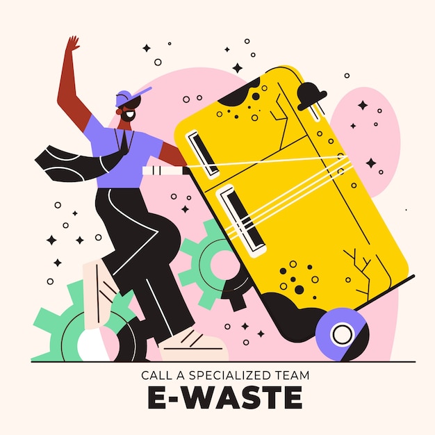 Vector hand drawn e-waste illustration