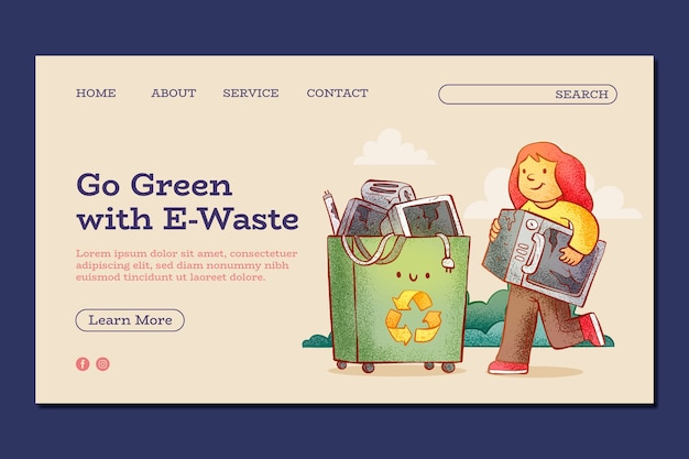 Hand drawn e-waste landing page template