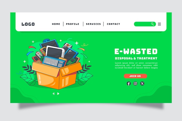 Hand drawn e-waste landing page