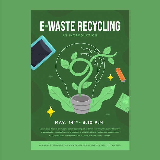 Hand drawn e-waste poster template