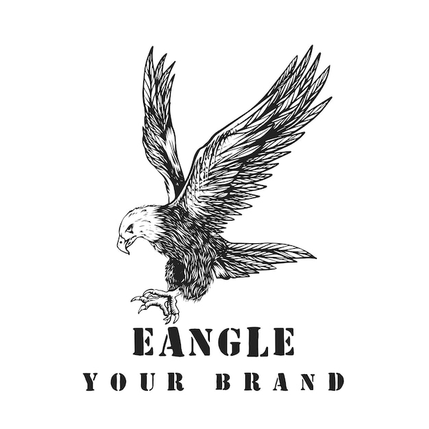 Vector hand drawn eagle vintage logo