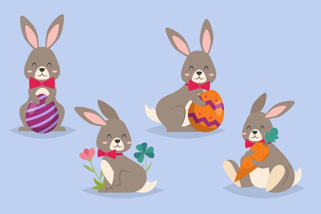 Hand drawn easter bunny collection