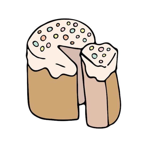 Hand drawn easter cake bread Doodle vector illustration