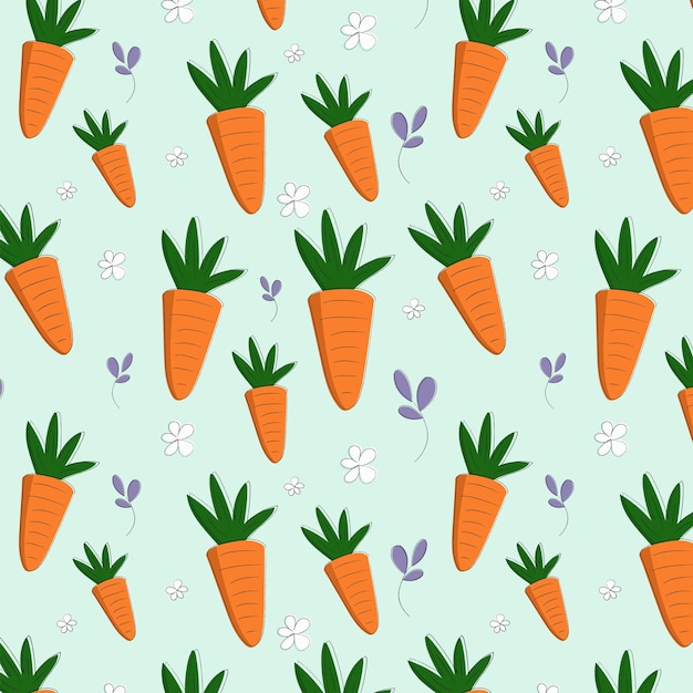 Vector hand drawn easter carrots seamless pattern