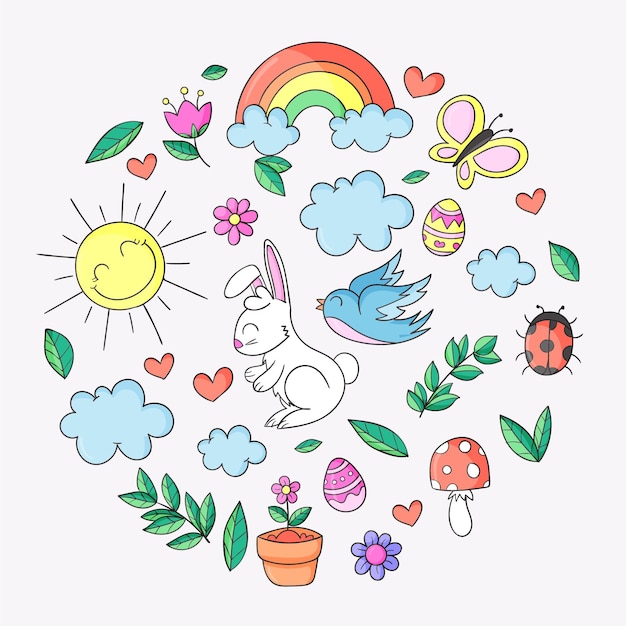 hand drawn easter cliparts collection