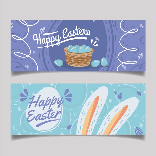 Vector hand drawn easter day banners