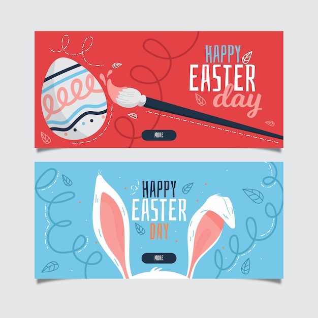 Vector hand drawn easter day banners