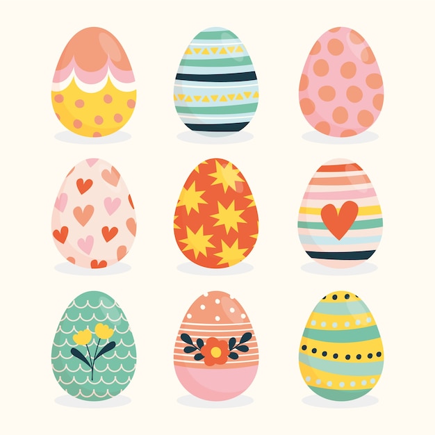 Vector hand drawn easter day egg collection