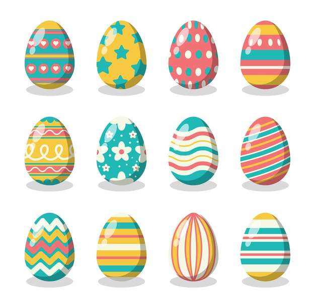 Vector hand drawn easter day egg collection