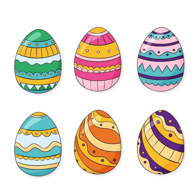 Vector hand drawn easter egg collection