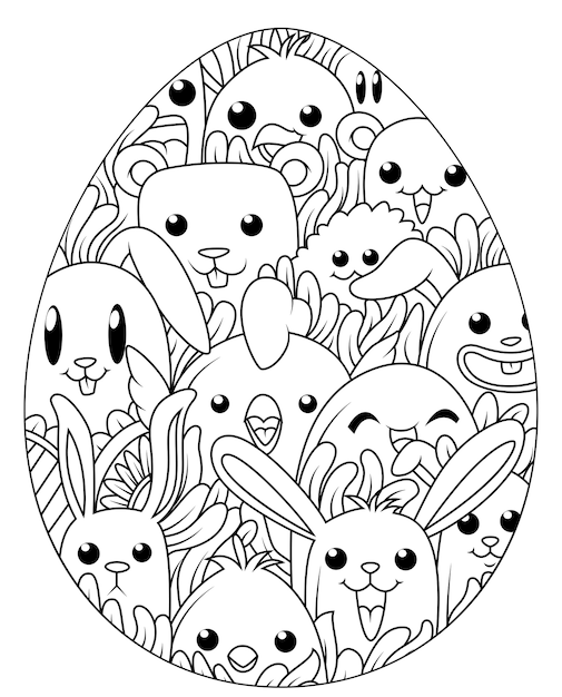 Vector hand drawn easter eggs for coloring book