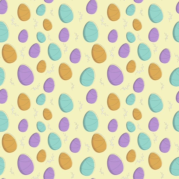 Hand Drawn Easter Eggs Seamless Pattern