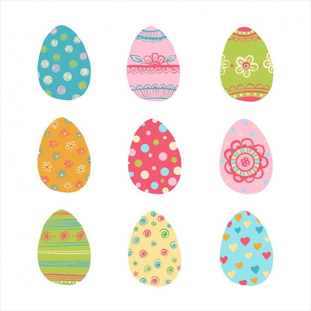 Hand drawn easter eggs set.