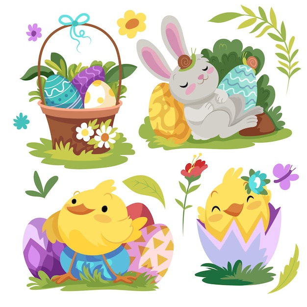 Vector hand drawn easter element collection