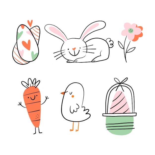 Vector hand drawn easter element collection