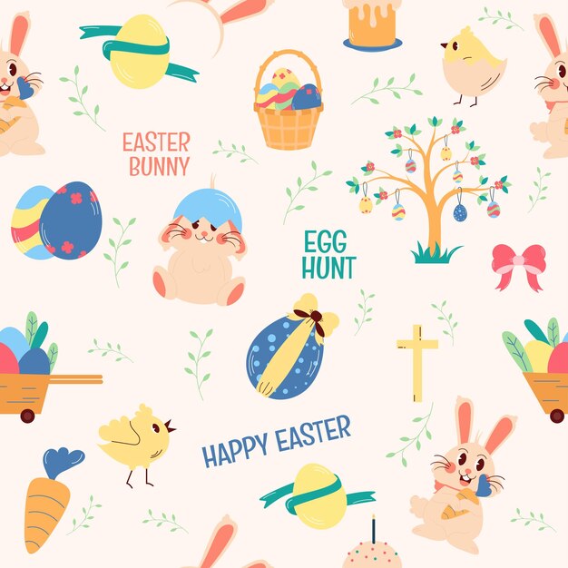 Vector hand drawn easter pattern illustration
