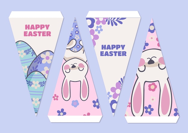 Vector hand drawn easter pennants collection