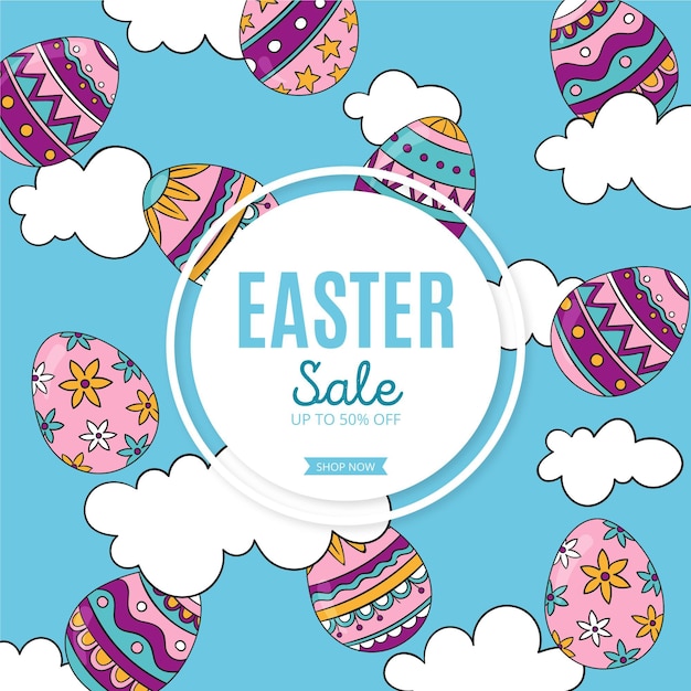 Vector hand drawn easter sale illustration