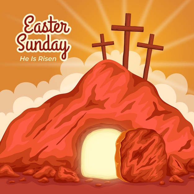 Vector hand drawn easter sunday illustration