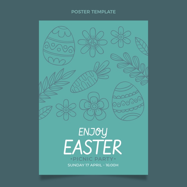 Hand drawn easter vertical poster template