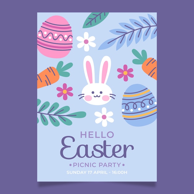 Vector hand drawn easter vertical poster template