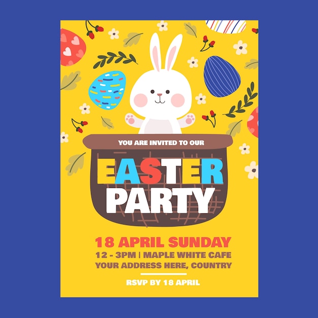 Hand drawn easter vertical poster template