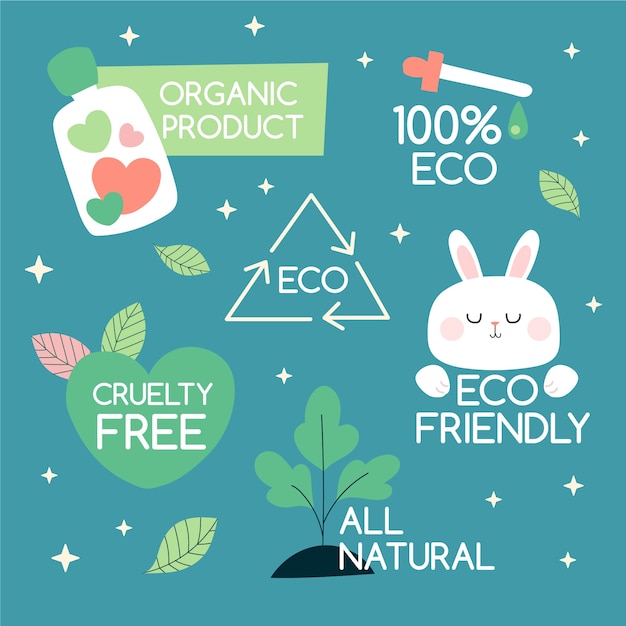 Vector hand drawn eco friendly label collection